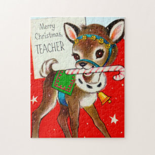 retro vintage Weihnachten Lehrer Rentier Puzzle
