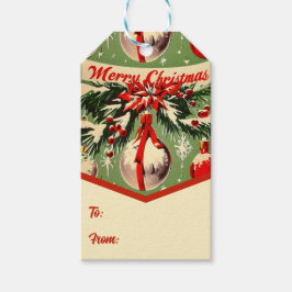 Retro Vintage Weihnachten: Mid Century Yuletide 3 Geschenkanhänger
