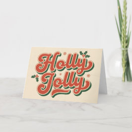 Retro-Vintage-Weihnachten mit Holly Jolly Feiertagskarte