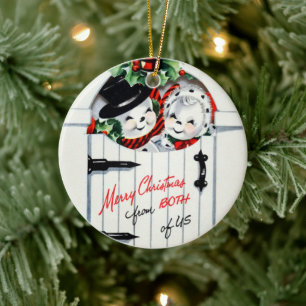 Retro-vintage-Weihnachten Nachricht hinzufügen Sch Keramik Ornament