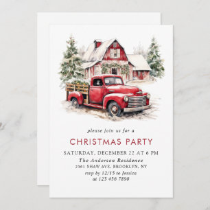 Retro Vintage Weihnachten Red Truck Holiday Party Einladung