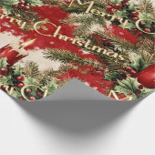 Retro Vintage Weihnachten: Rote Kerzen & Holly Geschenkpapier (Ecke)