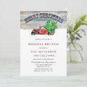 Retro Vintage Weihnachten Roter LKW Urlaub BRUNCH Einladung (Stehend Vorderseite)