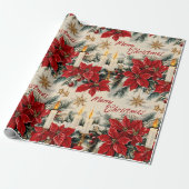 Retro Vintage Weihnachten: Roter & Weißer Holiday  Geschenkpapier (Ungerollt)