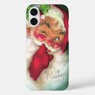 Retro-Vintage-Weihnachten Santa iPhone 16 Plus Hülle