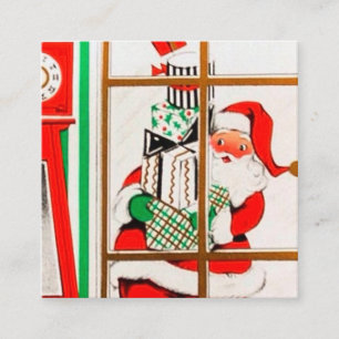 Retro Vintage Weihnachten Santa Claus Quadratische Visitenkarte