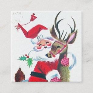 Retro Vintage Weihnachten Santa Claus Quadratische Visitenkarte