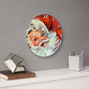 Retro Vintage Weihnachten Santa Dekoration Große Wanduhr