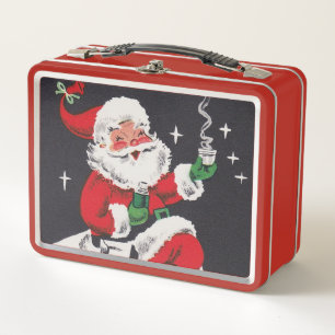 retro-vintage-Weihnachten-Santa-Feiertag Metall Brotdose