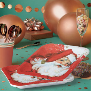 retro-vintage-Weihnachten-Santa-Feiertag Pappteller