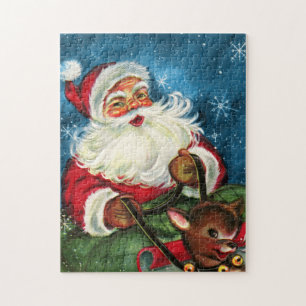 retro-vintage-Weihnachten-Santa-Feiertag Puzzle