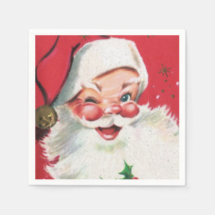 Retro-Vintage-Weihnachten-Santa-Feiertag Serviette