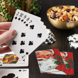 Retro Vintage Weihnachten Santa Feiertags Spielkar Spielkarten