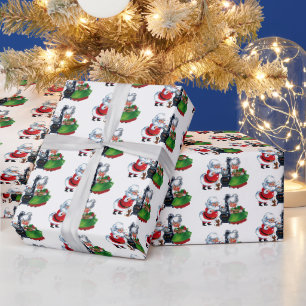 retro vintage Weihnachten Santa Frau Claus Geschenkpapier