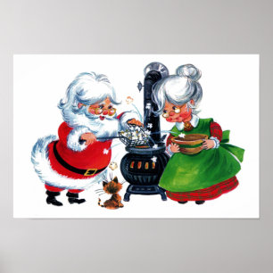 retro vintage Weihnachten Santa Frau Claus Poster