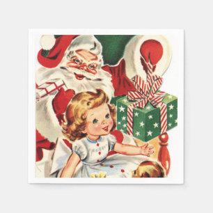retro vintage Weihnachten Santa Kind Feiertag Serviette