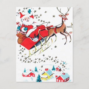 Retro Vintage Weihnachten Santa Postkarte