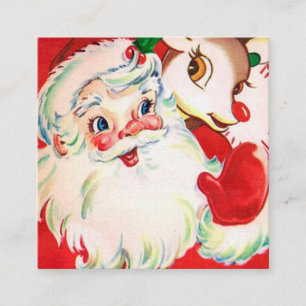 Retro Vintage Weihnachten Santa Rentier Feiertag Quadratische Visitenkarte