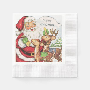retro vintage Weihnachten Santa Rentier Feiertag Serviette