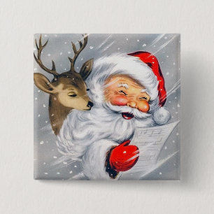 Retro Vintage Weihnachten Santa Rentier Knopf Button