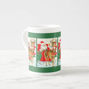 retro vintage Weihnachten Santa Rentier Porzellantasse