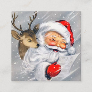 Retro Vintage Weihnachten Santa Rentier Quadratische Visitenkarte