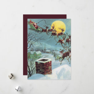retro vintage Weihnachten Santa Schlitten Gefühl h