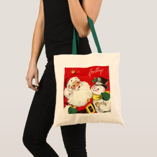 retro vintage Weihnachten Santa Schneemann Tragetasche