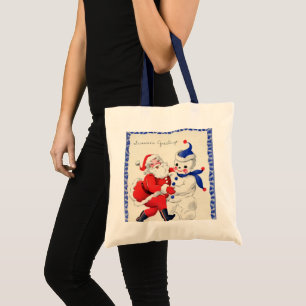 retro vintage Weihnachten Santa Schneemann Urlaub Tragetasche