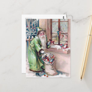 retro-vintage-Weihnachten-Santa-Urlaub-Postkarte Postkarte