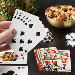retro-vintage-Weihnachten-Santa-Urlaub Spielkarten