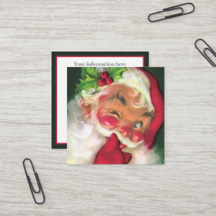 retro-vintage-Weihnachten-Santa zusätzliche Inform Quadratische Visitenkarte