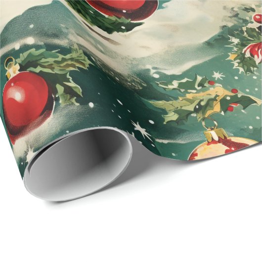 Retro Vintage Weihnachten: Weihnachten Wintergenus Geschenkpapier (Rolleneckpunkt)