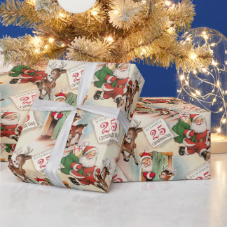 Retro Vintage Weihnachten "Weihnachtsfeiertag" Geschenkpapier