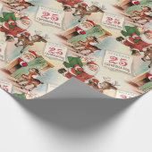 Retro Vintage Weihnachten "Weihnachtsfeiertag" Geschenkpapier (Ecke)