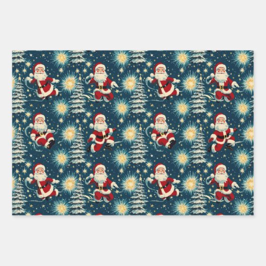 Retro Vintage Weihnachten: Weihnachtsfeiertage Geschenkpapier Set (Vorderseite)