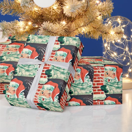 Retro Vintage Weihnachten Weihnachtsmann 1950 Geschenkpapier (Feiertage)