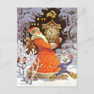 Retro Vintage Weihnachten, Weihnachtsmann auf der Feiertagspostkarte