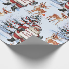 Retro Vintage Weihnachten: Weihnachtsmann & Rentie Geschenkpapier