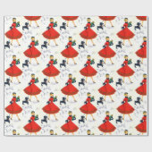 Retro Vintage Weihnachts-Dame Party Packung Geschenkpapier (Flach)