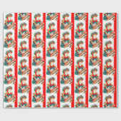 Retro Vintage Weihnachts-Dame Party Packung Geschenkpapier (Flach)