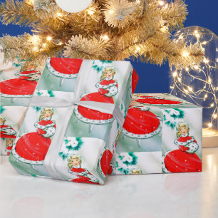 Retro Vintage Weihnachts-Dame Party Packung Geschenkpapier