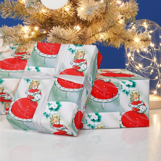 Retro Vintage Weihnachts-Dame Party Packung Geschenkpapier (Feiertage)