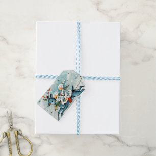retro-vintage-Weihnachts-Engel-Feiertags-Geschenka Geschenkanhänger