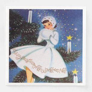 Retro Vintage Weihnachts Feiertags Damen Party Ser Serviette