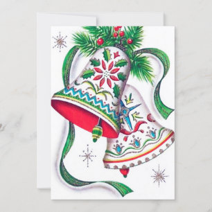 Retro Vintage Weihnachts-Feiertags-Glocken Karte