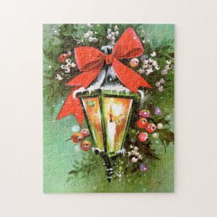 Retro Vintage Weihnachts Feiertags Lampen Puzzle