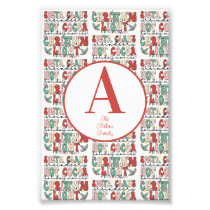 Retro-Vintage-Weihnachts-Feiertags-Monogramm Fotodruck