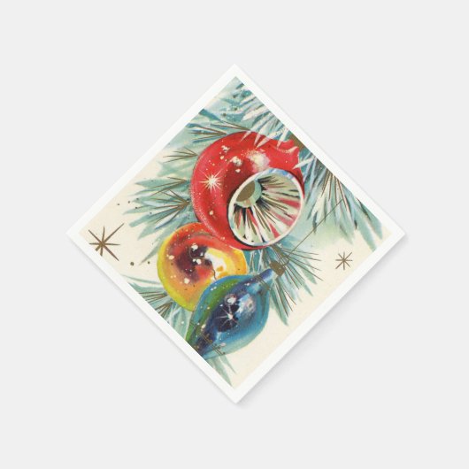 Retro Vintage Weihnachts-Glühbirne Party Serviette (Ecke)