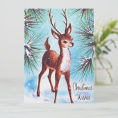 Retro Vintage Weihnachts Hirsche hinzufügen Karte (Stehend Vorderseite)